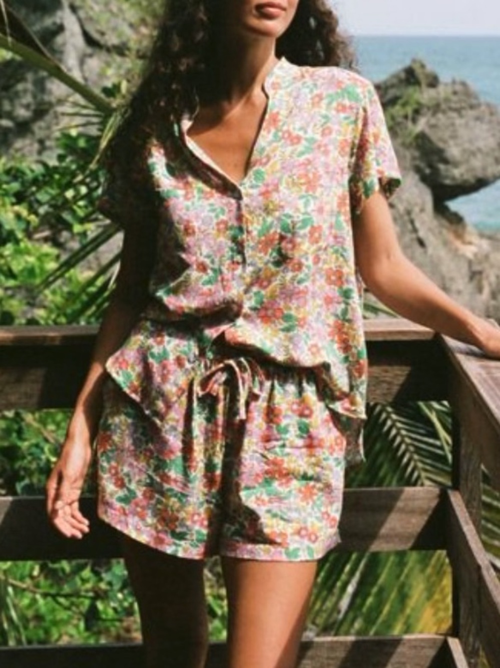 Piyama Maggie Printed Pocket Pyjama Set in Bright Bloom Size XS